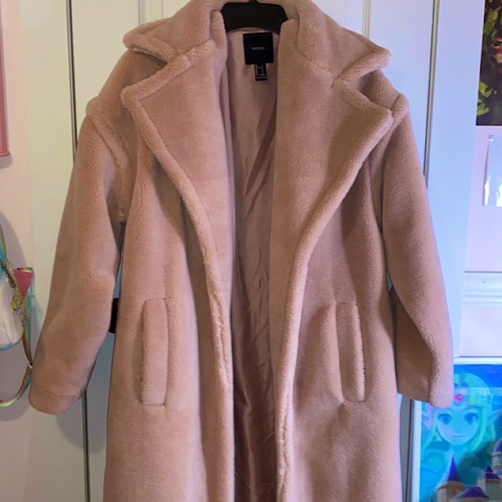 Dusty rose Faux fur fluffy coat size S